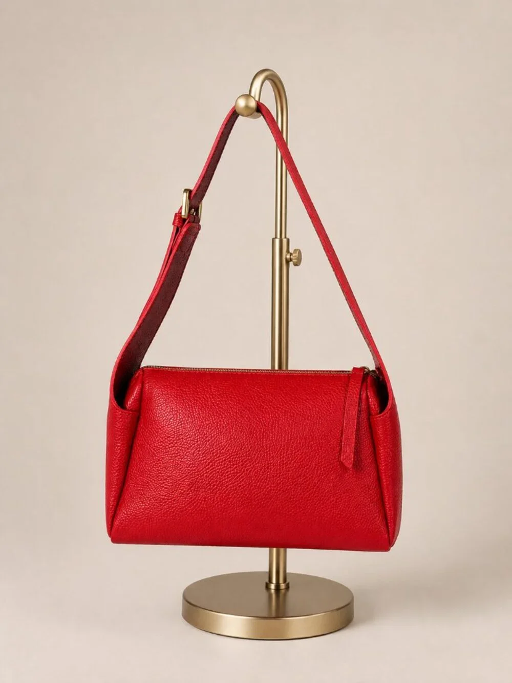Italian Leather Red Shoulder Bag, Leather Crossbody Purse